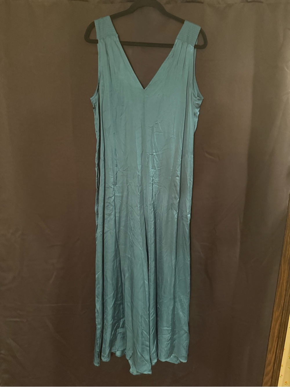 Anthropologie Wide Leg Satin Jumpsuit Pockets - Picture 3 of 4
